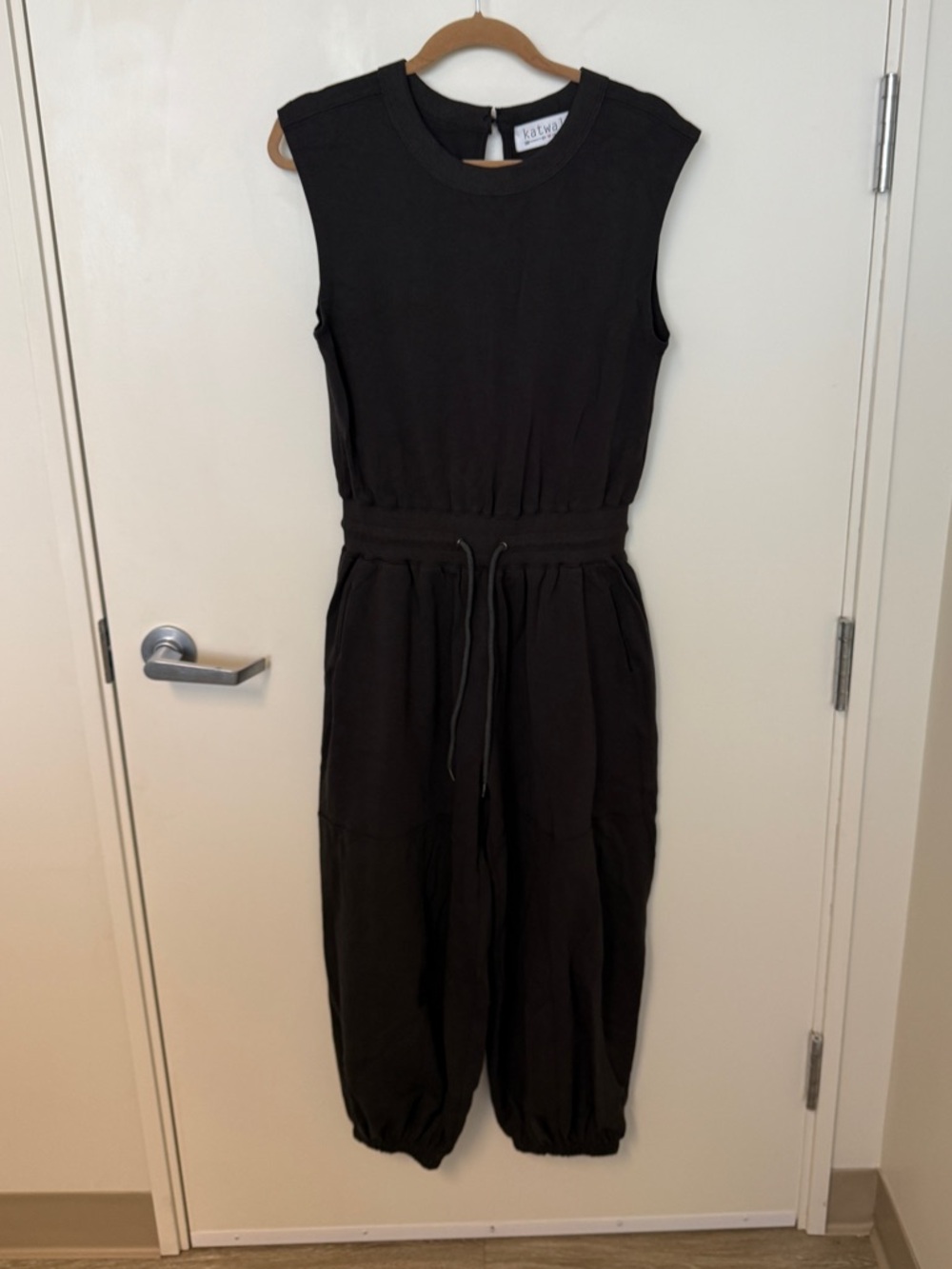 Katwalk Sleeveless Drawstring Jumpsuit Sz Small Grey/Black